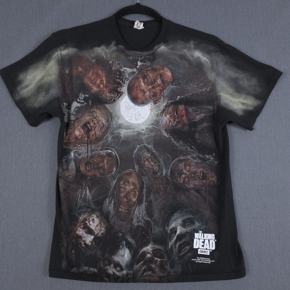 The Walking Dead Shirt Mens Large Black Short Sleeve Walkers AOP Horror AMC - Picture 1 of 11